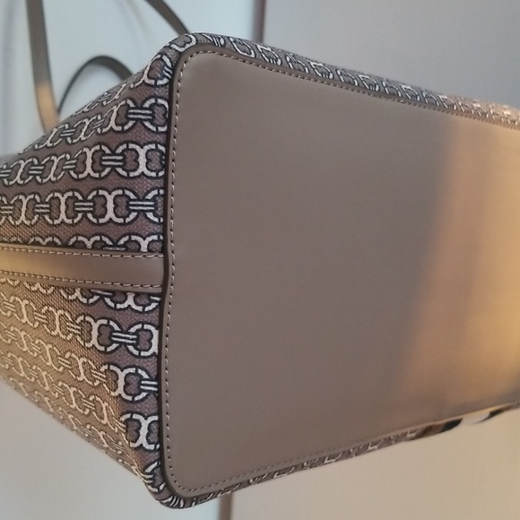 nwot Tory Burch Large Gemini Link Canvas Zip Top Tote, Gray Heron / 997 - Picture 6 of 14